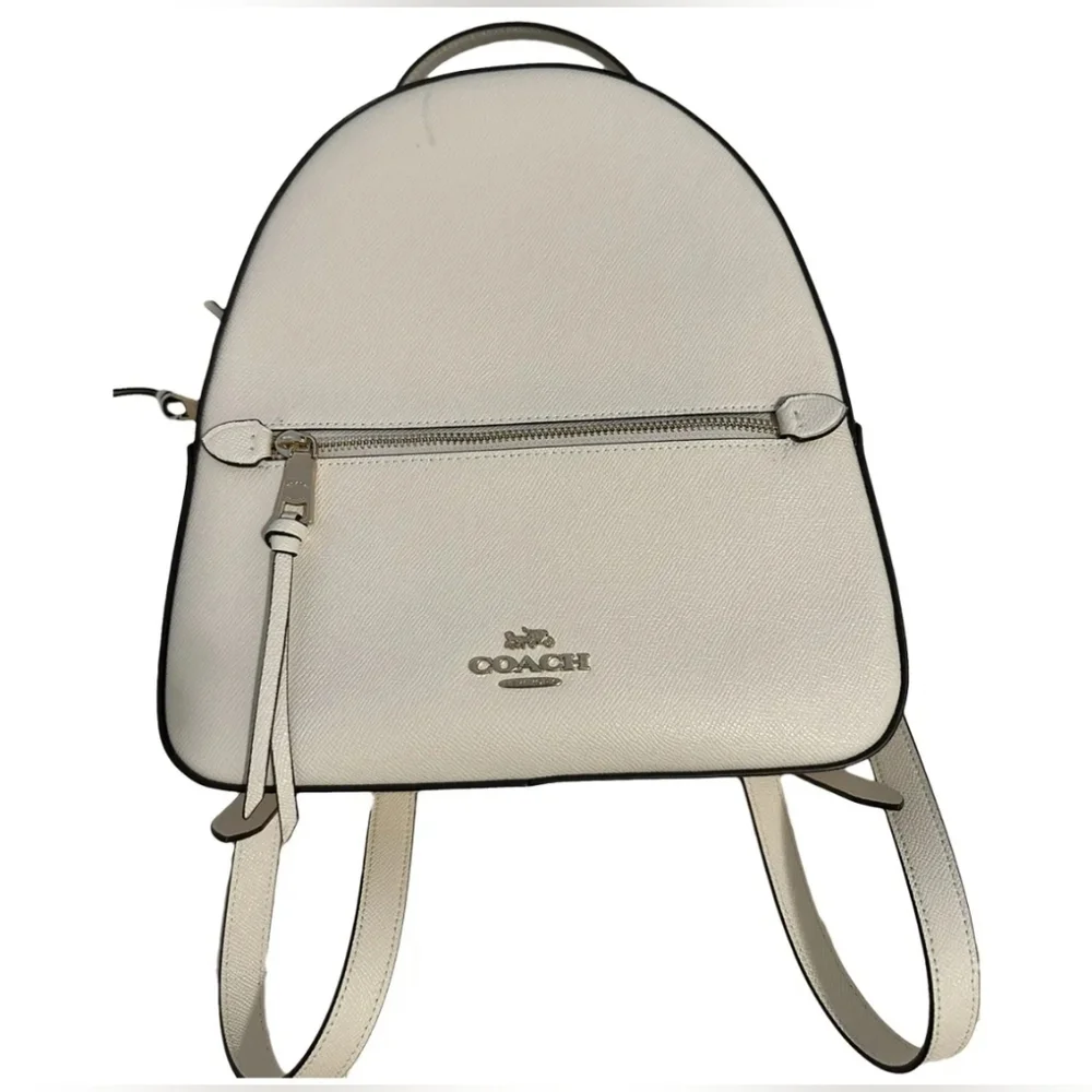 COACH Designer Cream Pebbled Leather Backpack Bag